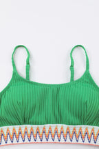 Textured Contrast Banding Bikini High Waist 2pcs Swimsuit - Qu!rk Boutique