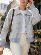 Striped Button-Down Knit Cardigan - Qu!rk Boutique