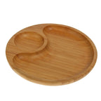Bamboo Round 2 Section Platter 10" inch | For Appetizers / Barbecue / Burger Sliders - Qu!rk Boutique