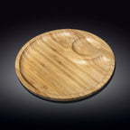 Bamboo Round 2 Section Platter 10" inch | For Appetizers / Barbecue / Burger Sliders - Qu!rk Boutique