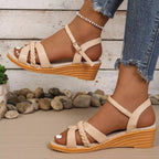 Open Toe Wedge Sandals - Qu!rk Boutique