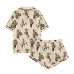 Baha Ranch Vintage Cowgirl Satin Ruffle Western Pajama Set - Qu!rk Boutique