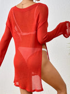 Round Neck Slit Cover-Up - Qu!rk Boutique
