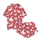 Baha Ranch Red Bronc Satin Ruffle Western Pajama Set - Qu!rk Boutique