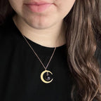 Starlit Crescent Necklace with Blue Sandstone - Qu!rk Boutique