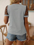 Polka Dot Mesh Sleeve T-Shirt - Qu!rk Boutique