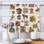 Vintage Cowboy Collage Dish Towel Set of 2 Made in America - Qu!rk Boutique