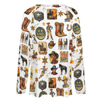 Baha Ranch Long Sleeve Vintage Cowboy Collage Top - Qu!rk Boutique