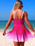V-Neck Gradient One-Piece Swimsuit - Qu!rk Boutique