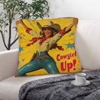 Vintage Cowgirl Up Throw Pillow Case 18 x 18 Made in America - Qu!rk Boutique