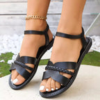 Open Toe Flats Sandals - Qu!rk Boutique