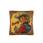 Vintage Cowgirl Howdy Throw Pillow 18 x 18 Made in America - Qu!rk Boutique