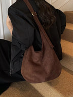 Suede Hobo Shoulder Bag - Qu!rk Boutique