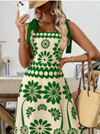 Floral Print Tie-Shoulder Midi Dress - Qu!rk Boutique