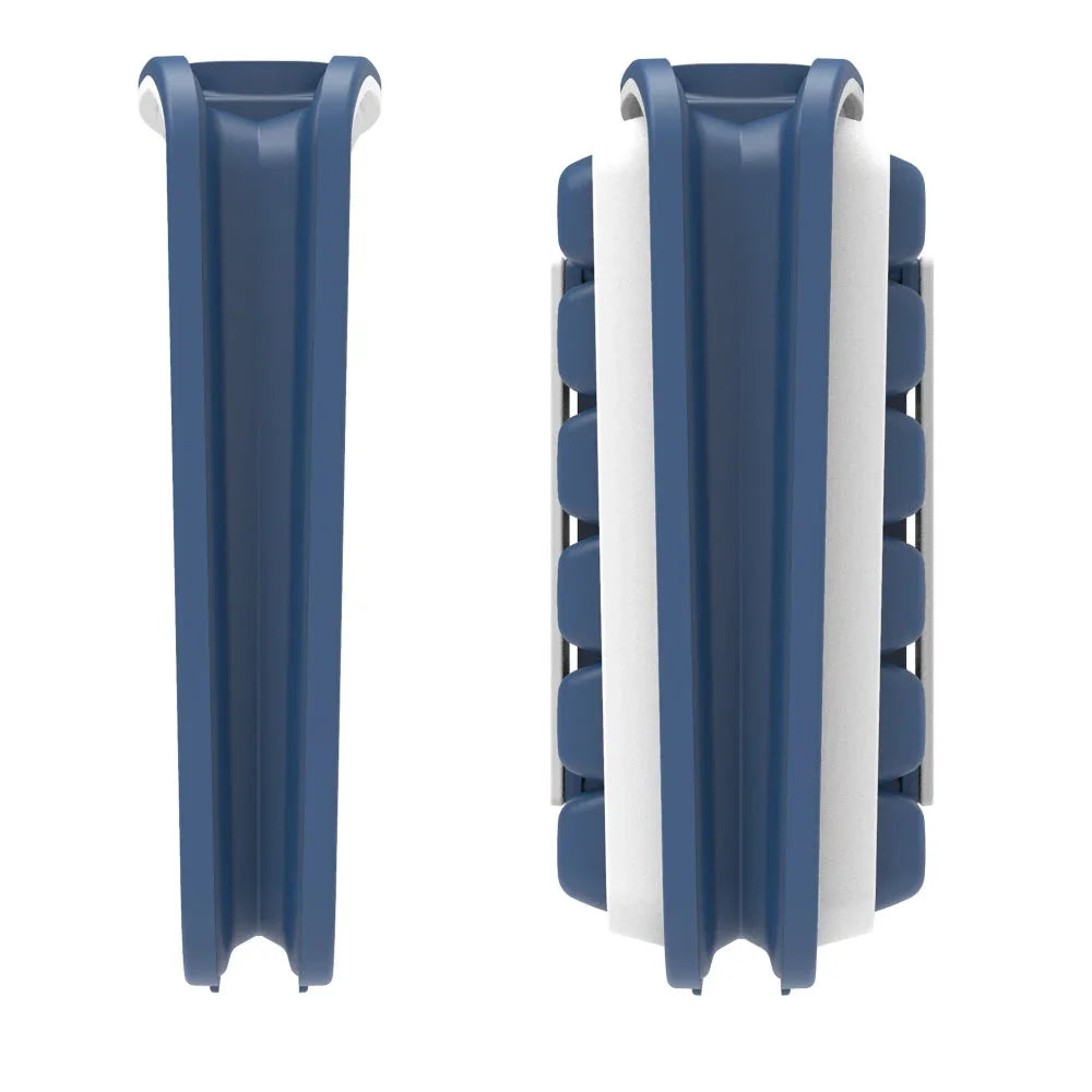 Blue and white Qu!rk Boutique gadget with rollers, modern home or gift accessory