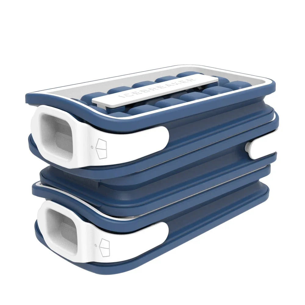 Stacked blue and white Icebreaker ice cube trays, modern kitchen gadget at Qu!rk Boutique
