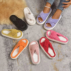 💙 Crisscross Open Toe Platform Slippers - Qu!rk Boutique