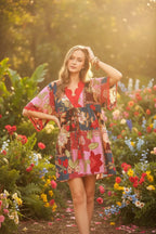 Boho V-Neck Mini Dress - Qu!rk Boutique