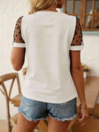 Polka Dot Mesh Sleeve T-Shirt - Qu!rk Boutique