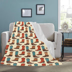 Got My Boots Western Micro Fleece Throw Blanket 60" x 80" Made in America - Qu!rk Boutique