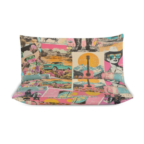 Baha Ranch Retro Pop Western 3-Piece Bedding Set (1 Duvet Cover + 2 Pillow Shams) – 102"×90" - Qu!rk Boutique