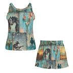 Baha Ranch Turquoise Dreams Pajama Lounge Tank Shorts Lounge Set Made in America - Qu!rk Boutique