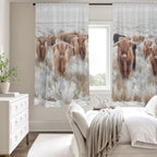 Highland Cows Window Curtain 52"x63" (2-Piece) Made in America - Qu!rk Boutique
