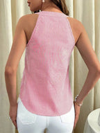 Striped Button Front Tank - Qu!rk Boutique