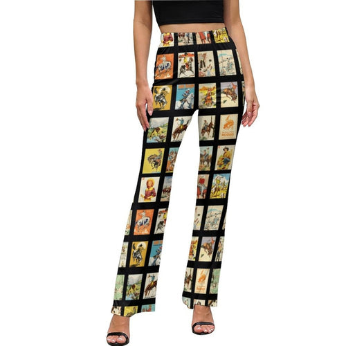 Baha Ranch Vintage Cowboy Collage Western Flare Pants - Qu!rk Boutique