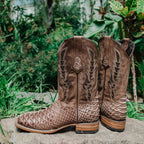 Soto Boots Mens Tan Python Print Boots H50032 - Qu!rk Boutique