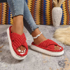 💙 Crisscross Open Toe Platform Slippers - Qu!rk Boutique