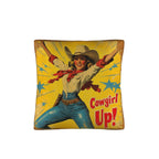 Vintage Cowgirl Up Throw Pillow Case 18 x 18 Made in America - Qu!rk Boutique