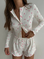 In Bloom Ribbed Lounge Set - Qu!rk Boutique