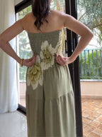 Floral Smocked Strapless Maxi Dress - Qu!rk Boutique
