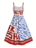 Sardine Print Spaghetti Strap Midi Dress - Qu!rk Boutique