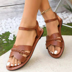 Open Toe Flats Sandals - Qu!rk Boutique