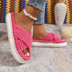 💙 Crisscross Open Toe Platform Slippers - Qu!rk Boutique