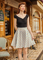 Rainbow Stripe Skater Skirt - Qu!rk Boutique