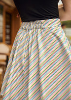 Rainbow Stripe Skater Skirt - Qu!rk Boutique