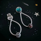 Journey to Mars Earrings - Copper Chrysocolla Earth and Red Jasper Mars - Qu!rk Boutique