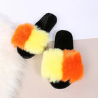 💙 Fuzzy Open Toe Flats - Qu!rk Boutique