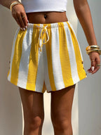 Drawstring Striped Shorts - Qu!rk Boutique