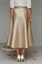 Satin A-Line Midi Skirt - Qu!rk Boutique