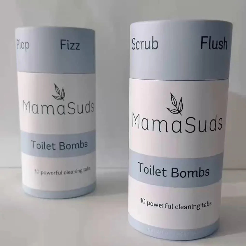 MamaSuds Toilet Bombs eco-friendly cleaning tabs in minimalist packaging, Qu!rk Boutique