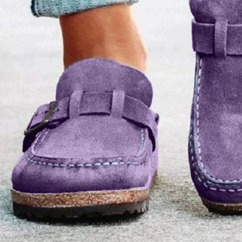 Round Toe Low Heel Buckle Loafers - Qu!rk Boutique