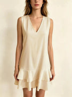Full Size Sleeveless V-Neck Tiered Ruffle Mini Dress Plus Size - Qu!rk Boutique