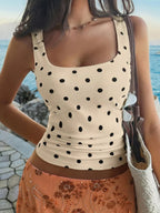 Polka Dot Scoop Neck Tank - Qu!rk Boutique