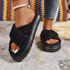 💙 Crisscross Open Toe Platform Slippers - Qu!rk Boutique
