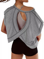 Cutout Back Short Sleeve T-Shirt - Qu!rk Boutique