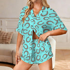 Baha Ranch Turquoise Horseshoe Women's Pajama Set Made in America - Qu!rk Boutique
